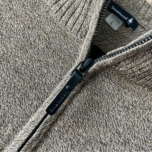 Smartwool Sparwood Half Zip Sweater Large Merino Wool Blend Heather Acorn Brown - Picture 2 of 5